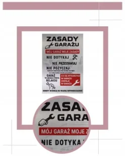 TABLICZKA ZASADY GARAŻU ALUMINIOWA ROZMIAR 30x20cm TRWAŁA