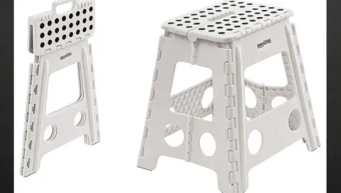 Taboret stołek składany antypoślizgowy krzesło podest 150kg 39cm biały