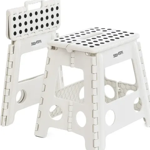 Taboret stołek składany antypoślizgowy krzesło podest 150kg 39cm biały
