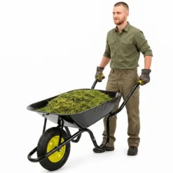 Taczka ogrodowa 120 L stal ocynkowana 135 x 60 x 55 cm jednokołowa, opona pneumatyczna