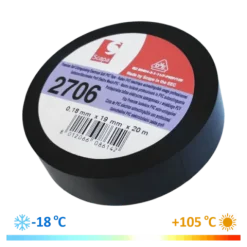 TAŚMA IZOLACJA PCV 2706 19mm/20m CZARNA, MROZOODPORNA -18*C, VDE, SCAPA