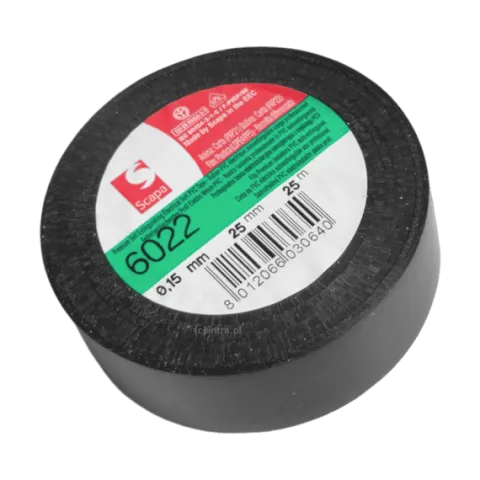TAŚMA IZOLACJA PCV 6022 25mm/25m CZARNA, SCAPA