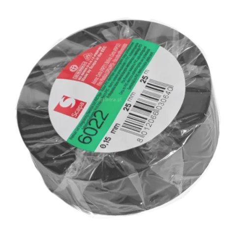 TAŚMA IZOLACJA PCV 6022 25mm/25m CZARNA, SCAPA