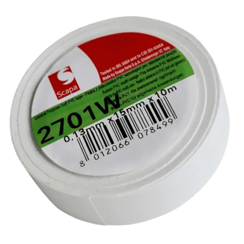 TAŚMA IZOLACJA PCV 2701W 15mm/10m BIAŁA, KLEJ AKRYLOWY, SCAPA