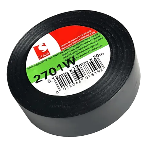 TAŚMA IZOLACJA PCV 2701W 19mm/20m CZARNA, KLEJ AKRYLOWY, SCAPA