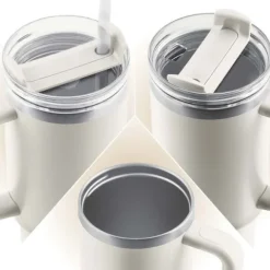 Termos próżniowy kubek ze słomką 1180 ml Berdsen kremowy