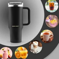 Termos próżniowy kubek ze słomką 1180 ml Berdsen czarny