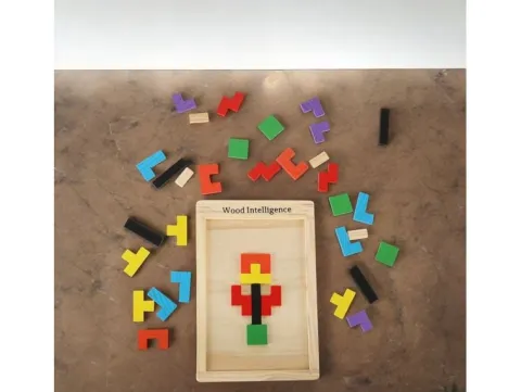 Tetris układanka puzzle drewniane klocki montessori 3d gra logiczna