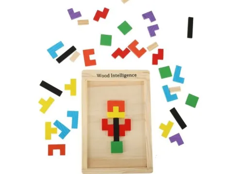 Tetris układanka puzzle drewniane klocki montessori 3d gra logiczna