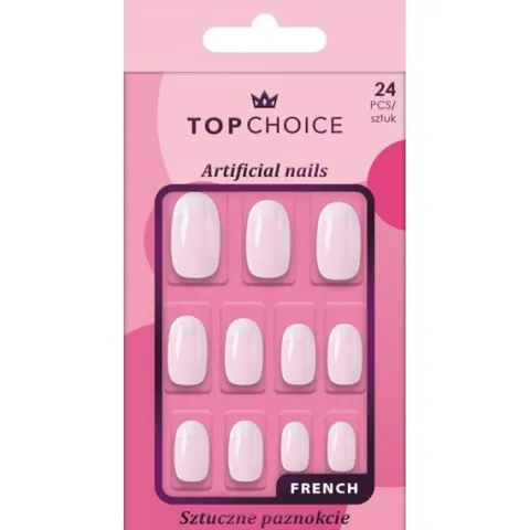 TOP CHOICE Sztuczne paznokcie tipsy french owalne 24 sztuki