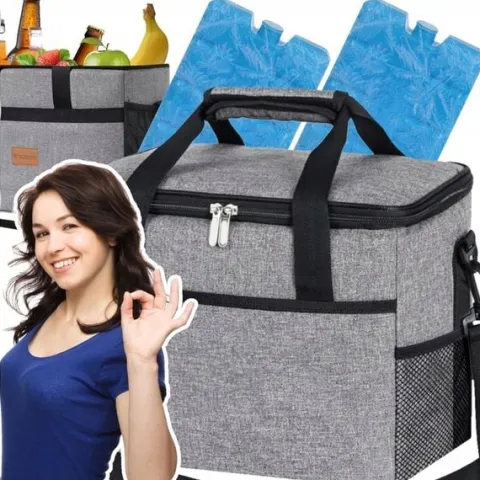 TORBA TERMICZNA PLAŻOWA PIKNIKOWA lodówka turystyczna Duża 40 litrów+wkłady