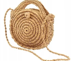 Torebka słomiana boho koszyk na ramie kuferek eko T2_Ciemny