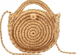 Torebka słomiana boho koszyk na ramie kuferek eko T2_Ciemny