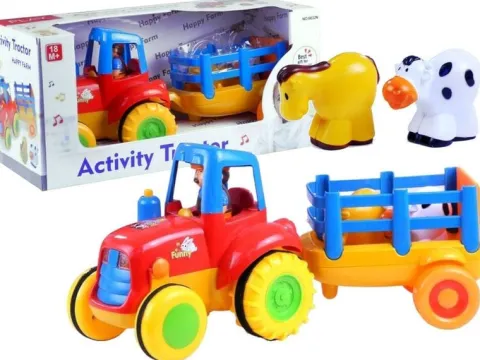 Traktor Przyczepa Zwierzątka Gra Świeci Odgłosy