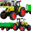 Traktor Rolniczy Farmera Z Przyczepą Interaktywny Światło Dźwięk