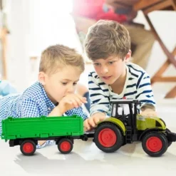 Traktor Rolniczy Farmera Z Przyczepą Interaktywny Światło Dźwięk