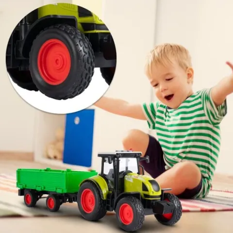 Traktor Rolniczy Farmera Z Przyczepą Interaktywny Światło Dźwięk