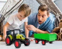 Traktor Rolniczy Farmera Z Przyczepą Interaktywny Światło Dźwięk