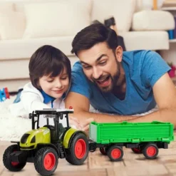 Traktor Rolniczy Farmera Z Przyczepą Interaktywny Światło Dźwięk