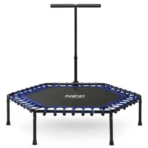 Trampolina fitness z uchwytem 127 cm Neo-Sport - sześciokątna niebieska