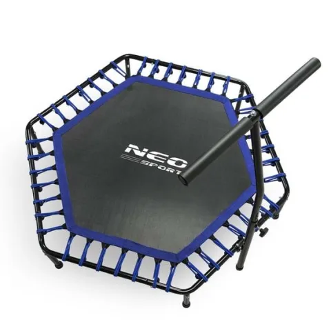 Trampolina fitness z uchwytem 127 cm Neo-Sport - sześciokątna niebieska