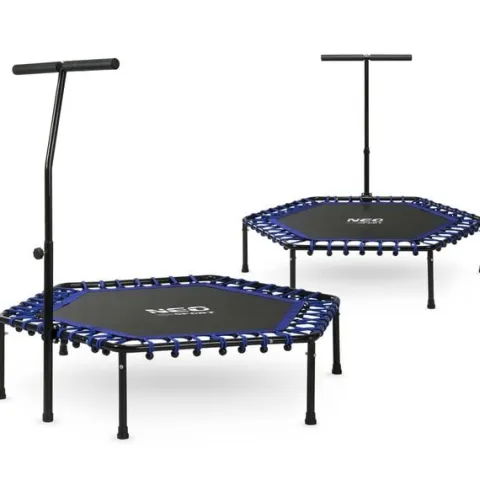 Trampolina fitness z uchwytem 127 cm Neo-Sport - sześciokątna niebieska