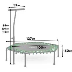 Trampolina fitness z uchwytem 127 cm Neo-Sport - sześciokątna zielona