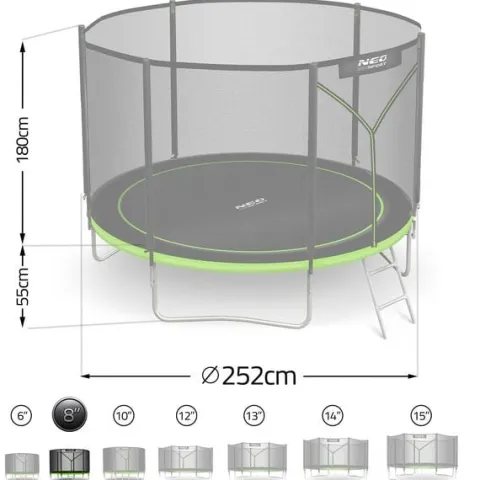 Trampolina ogrodowa 8ft/252cm z siatką zewnętrzną i drabinką Neo-Sport