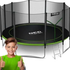 Trampolina ogrodowa 15ft/465cm z siatką zewnętrzną i drabinką Neo-Sport