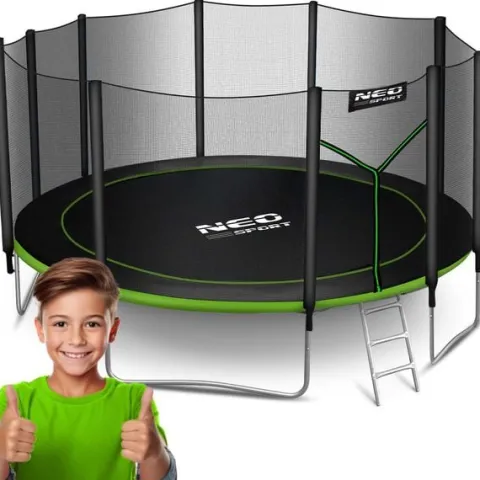 Trampolina ogrodowa 15ft/465cm z siatką zewnętrzną i drabinką Neo-Sport