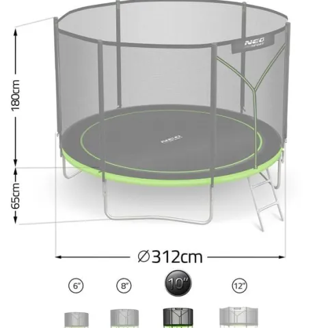 Trampolina ogrodowa 10ft/312cm z siatką zewnętrzną i drabinką Neo-Sport