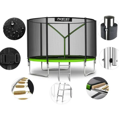 Trampolina ogrodowa 10ft/312cm z siatką zewnętrzną i drabinką Neo-Sport