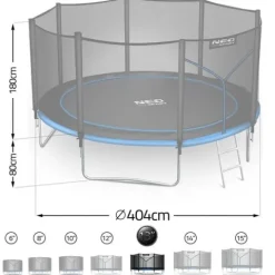 Trampolina ogrodowa 13ft/404cm z siatką zewnętrzną i drabinką Neo-Sport