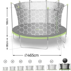 Trampolina ogrodowa 15ft/465cm z siatką wewnętrzną i drabinką Neo-Sport