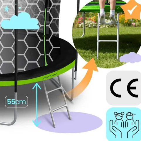 Trampolina ogrodowa 8ft/252cm z siatką wewnętrzną i drabinką Neo-Sport