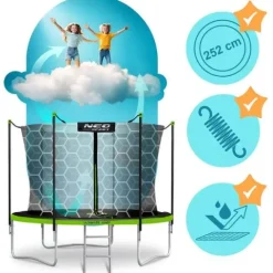 Trampolina ogrodowa 8ft/252cm z siatką wewnętrzną i drabinką Neo-Sport