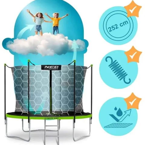 Trampolina ogrodowa 8ft/252cm z siatką wewnętrzną i drabinką Neo-Sport