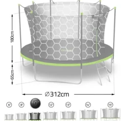 Trampolina ogrodowa 8ft/252cm z siatką wewnętrzną i drabinką Neo-Sport