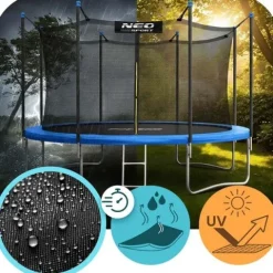 Trampolina ogrodowa 12ft/374cm z siatką wewnętrzną i drabinką Neo-Sport