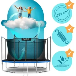 Trampolina ogrodowa 13ft/404cm z siatką wewnętrzną i drabinką Neo-Sport