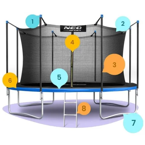 Trampolina ogrodowa 13ft/404cm z siatką wewnętrzną i drabinką Neo-Sport
