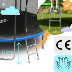 Trampolina ogrodowa 13ft/404cm z siatką wewnętrzną i drabinką Neo-Sport