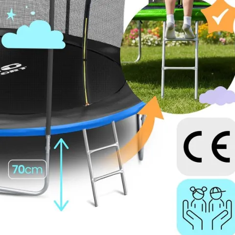 Trampolina ogrodowa 13ft/404cm z siatką wewnętrzną i drabinką Neo-Sport