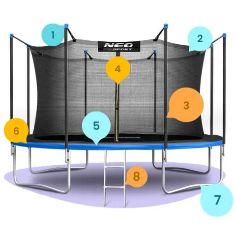 Trampolina ogrodowa 14ft/435cm z siatką wewnętrzną i drabinką Neo-Sport