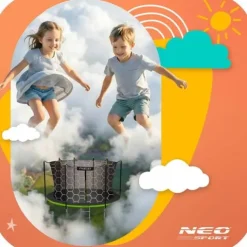 Trampolina ogrodowa 12ft/374cm z siatką wewnętrzną i drabinką Neo-Sport