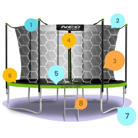 Trampolina ogrodowa 15ft/465cm z siatką zewnętrzną i drabinką Neo-Sport