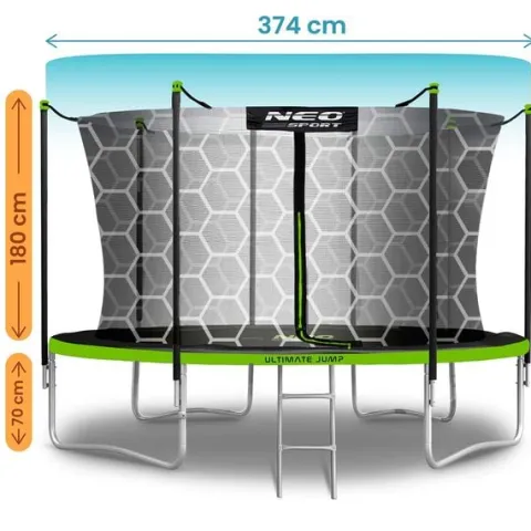Trampolina ogrodowa 15ft/465cm z siatką zewnętrzną i drabinką Neo-Sport