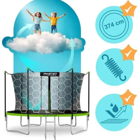 Trampolina ogrodowa 15ft/465cm z siatką zewnętrzną i drabinką Neo-Sport