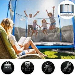 Trampolina ogrodowa 8ft/252cm z siatką zewnętrzną i drabinką Neo-Sport