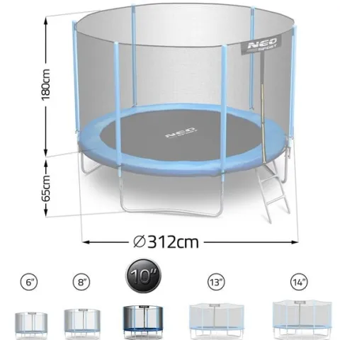 Trampolina ogrodowa 10ft/312cm z siatką zewnętrzną i drabinką Neo-Sport